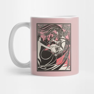 Flute Lady (black on pink) Mug